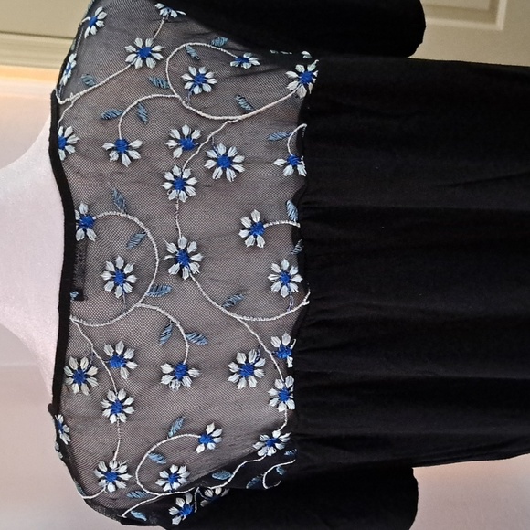 Cha Cha Vente Boho Fairy Embroidered Knit Short Sleeve Top Sz Medium - Picture 4 of 8